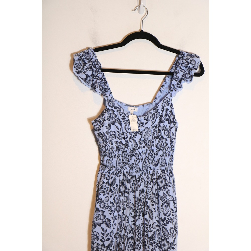 Aerie Party Jumpsuit Small Blue Floral Wide Leg Flowy Boho Ruffle Ocean Sky - Picture 4 of 7